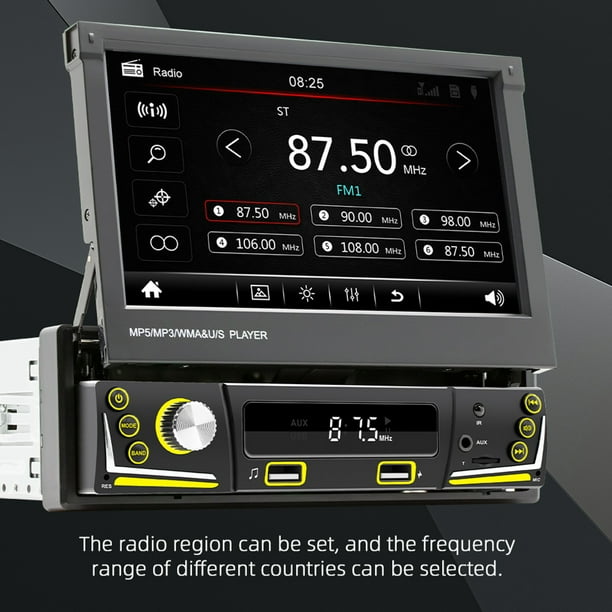 Radio con Bluetooth para coche, Apple CarPlay, 1 Din, 5 pulgadas pantalla,  Android-Auto, manos libres