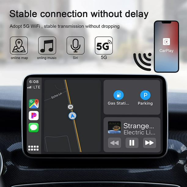 Adaptador Inalambrico CarPlay Btafrte para iPhone Soporta iOS 13+ 5Ghz WiFi