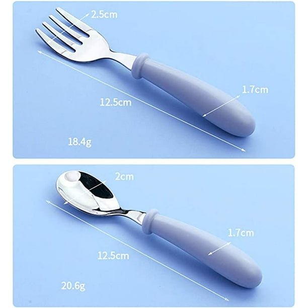 Juego de cucharas y tenedores para bebés, incluye estuche para utensilios  para bebés, cuchara para niños pequeños, tenedor para niños pequeños, sin