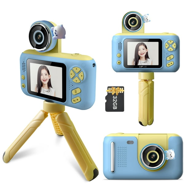Videocámara Irfora Cámara digital para niños 1080P Mini cámara de video  para niños 40MP Pantalla IPS de 2.4 pulgadas Lente giratoria de 180 °  Batería incorporada Lindos marcos de fotos Juegos Irfora
