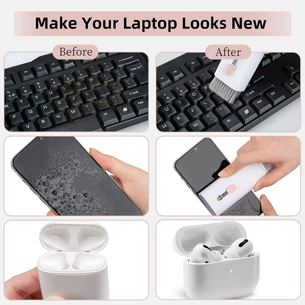  YIUYIUPI Kit de limpieza de teclado electrónico 7 en 1, kit de  limpieza de teclado, limpiador de laptop con cepillo, herramienta de  limpieza multifuncional portátil para Airpods Pro, portátil, : Electrónica