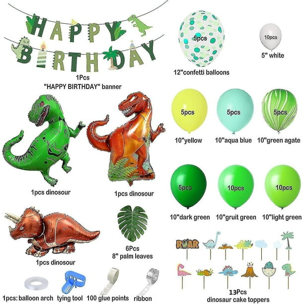 Arco de globos de dinosaurio, 100 decoraciones de fiesta de dinosaurios,  suministros de fiesta de cumpleaños de dinosaurios para fiestas infantiles