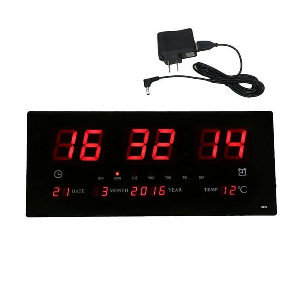 Reloj Digital Led De Pared Calendario Temperatura 45cm