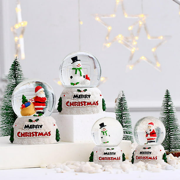Globos de nieve para niños – Bola de nieve para niñas, aldea de Navidad,  Papá Noel, bola de arte con purpurina de invierno, rotación de 7 colores