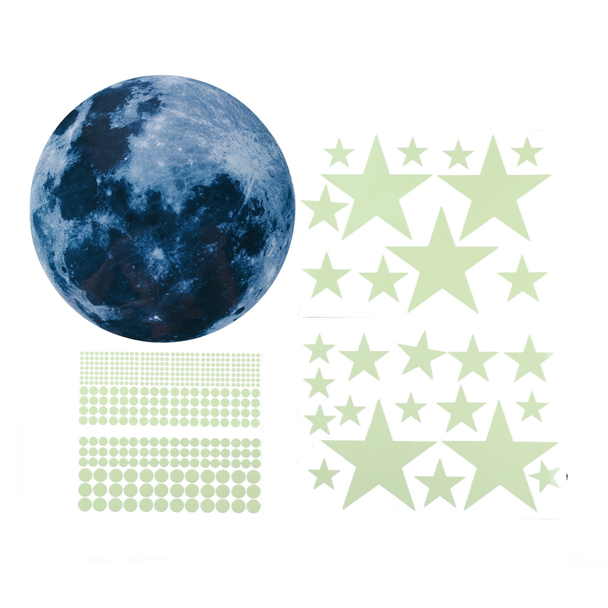 435 unids/set luminoso 3D estrella Luna punto pared pegatinas