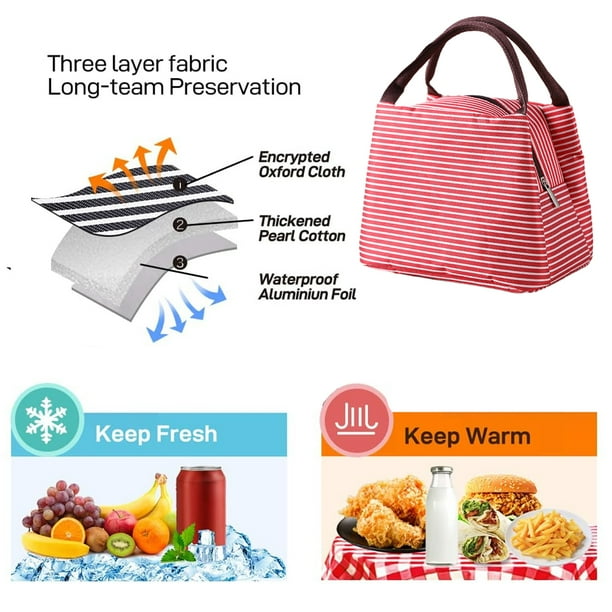 Bolsa de almuerzo con aislamiento reutilizable, caja de asas más fresca,  preparación de comidas para hombres y mujeres, trabajo, picnic o viaje