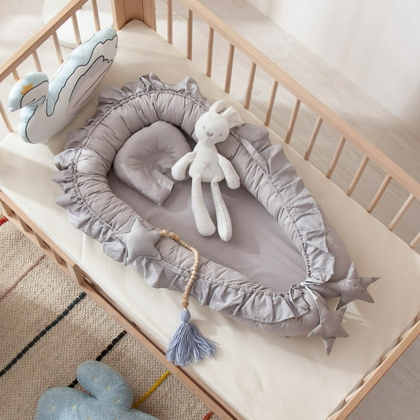 Nido de algodón extraíble para cama de bebé, cuna con almohada, colchón de  cuna para niño pequeño, r Fivean unisex