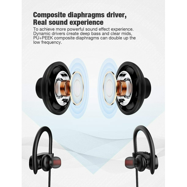 Auriculares Bluetooth, los mejores auriculares deportivos inalámbricos con  micrófono IPX7 impermeables HD estéreo a prueba de sudor para gimnasio