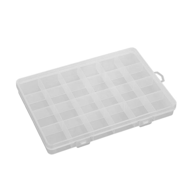 Paquete de 12 cajas organizadoras de plástico transparente con 24 rejillas,  caja organizadora de aparejos para manualidades, caja organizadora de