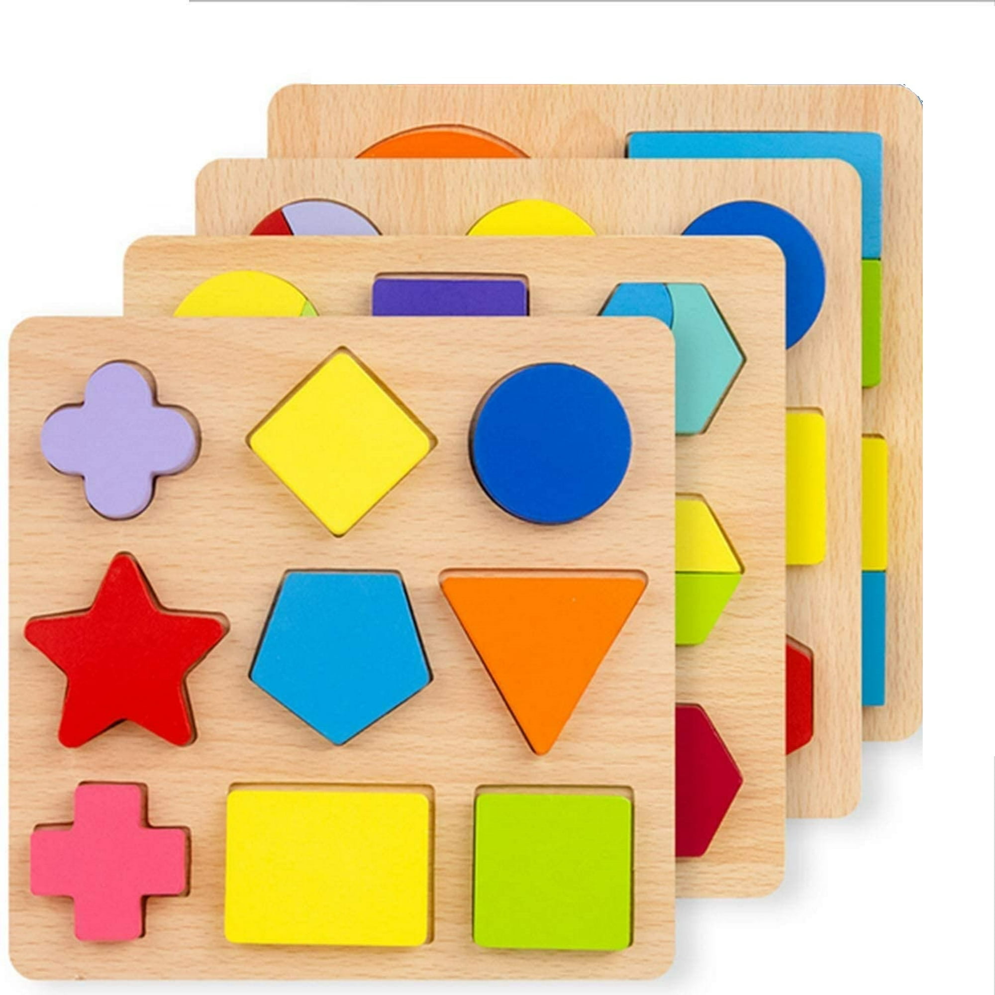 Juguetes de desarrollo para 2 3 4+ años, juguetes de madera formas para  ordenar juego de clasificación de colores, rompecabezas de madera  Montessori juguetes de aprendizaje geométrico para niños JM