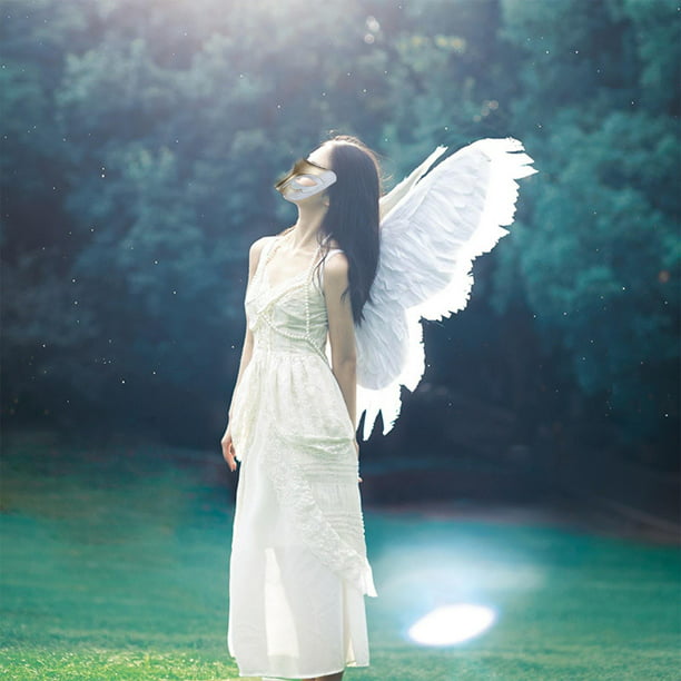  ZUCKER Delux XL Wings - Plumas suaves reales de origen ético -  Disfraz de alas de ángel blancas, alas de plumas de fantasía para Halloween  y cosplay para adultos, color blanco (