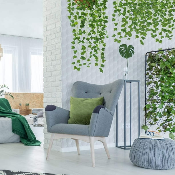 2 plantas colgantes artificiales de hiedra falsa para decoración de pared  hogar