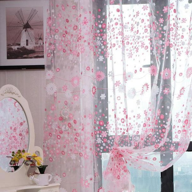 zutmiy3] cortinas opacas de gasa rosa para sala de estar, ventana de tul,  cortinas transparentes mx4883