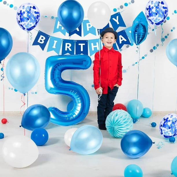 RV Globo de cumpleaños para niño de 3 años, decoraciones de cumpleaños  azules de 3 años, globos de cumpleaños número 3, globos de confeti de  látex, suministros de bautismo de cumpleaños, decoración
