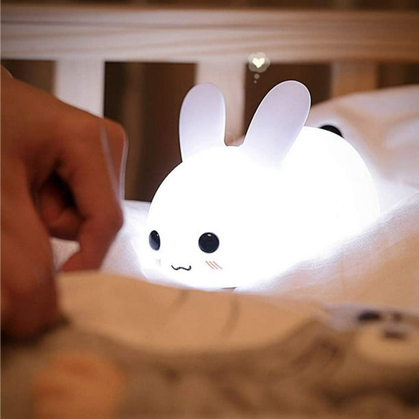 Comprar Linda luz nocturna de silicona, conejo, ballena, gato, Sensor  táctil, lámpara de noche para dormitorio recargable para niños, regalo para  bebés
