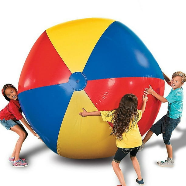 Novelty Place Bola de playa inflable gigante, 4.6 pies, color arcoíris,  juguete grande de playa para niños y adultos, fiesta de playa de verano,  juego
