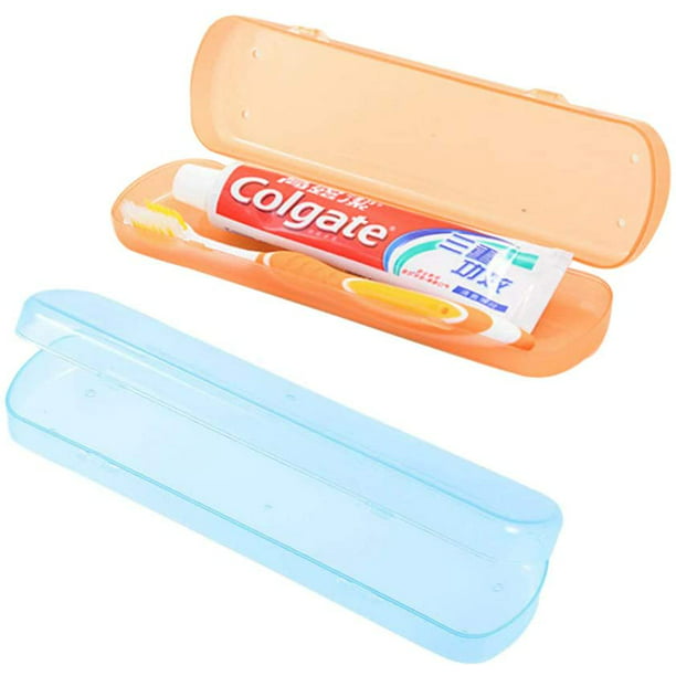uds estuche de cepillo de dientes ligero portátil para viaje a casa pasta  de dientes inhalable caja de almacenamiento de plástico organizador naranja