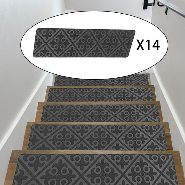 Peldaños de alfombra para escaleras, paquete de 14, protectores de  escaleras para interiores, lavables, antideslizantes, suaves,  autoadhesivos, para - color marrón Soledad Peldaños de escalera de alfombra