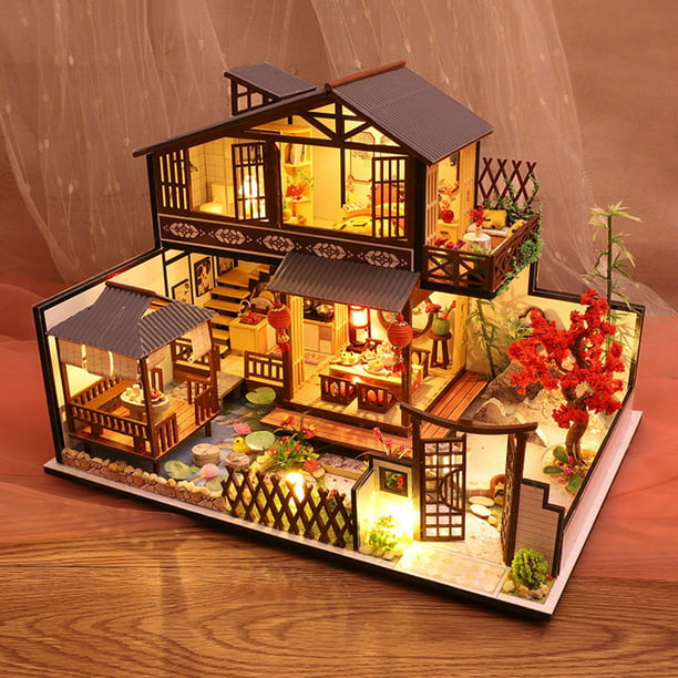 Kits de manualidades de en miniatura DIY para adultos para construir modelo  pequeña de cumpleaños de Yotijar Casa de muñecas en miniatura