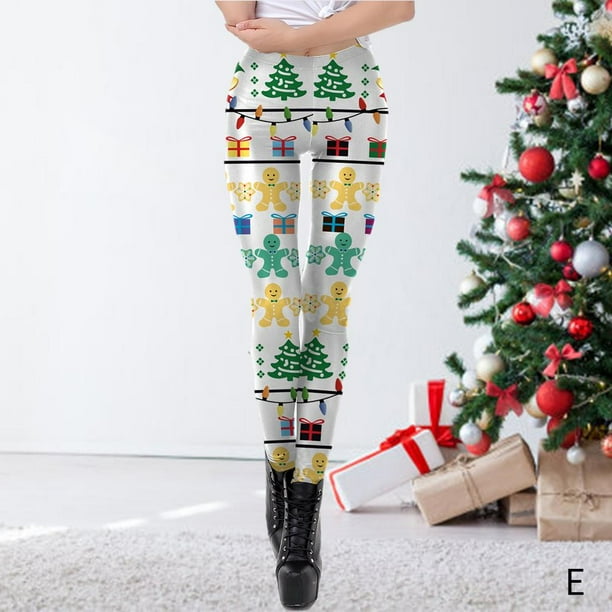 Leggins de alce navideño para mujer, diseño de Navidad, Blanco, S :  : Ropa, Zapatos y Accesorios