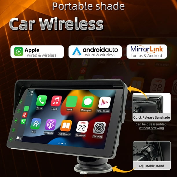 Pantalla Coche de CarPlay/Android Auto Inalámbrico - Portátil Radio Coche  con Pantalla táctil de con Bluetooth, Mirror Link
