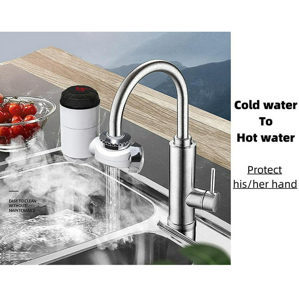 Grifo calentador de agua instantáneo eléctrico de 3300W, calentador de agua  rápido, pantalla LED de temperatura