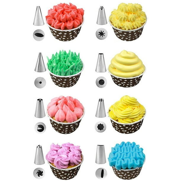 6 boquillas de repostería y 1 manga pastelera de silicona reutilizable, kit  profesional de accesorios para hornear para decorar cupcakes y muffins JM