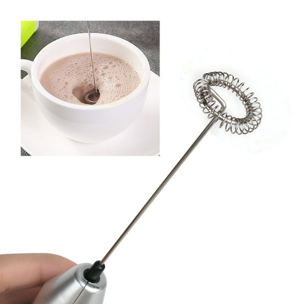 Mini batidora eléctrica de acero inoxidable para café, leche y té, batidor  de huevos y crema