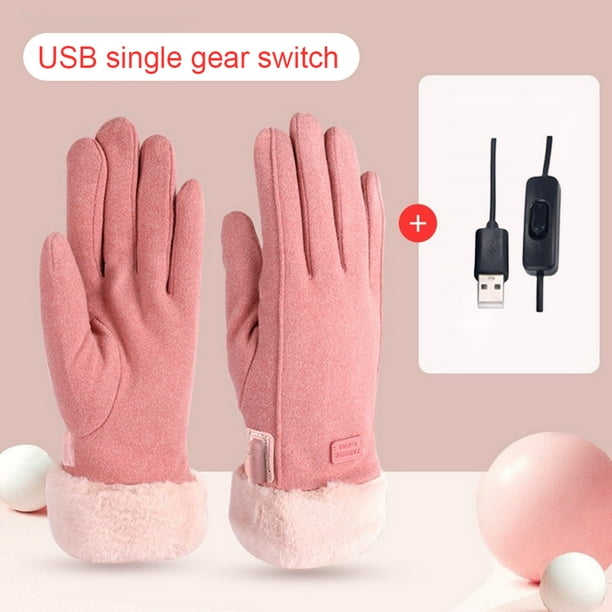 Guantes calefactables por USB para mujer, guantes cálidos de
