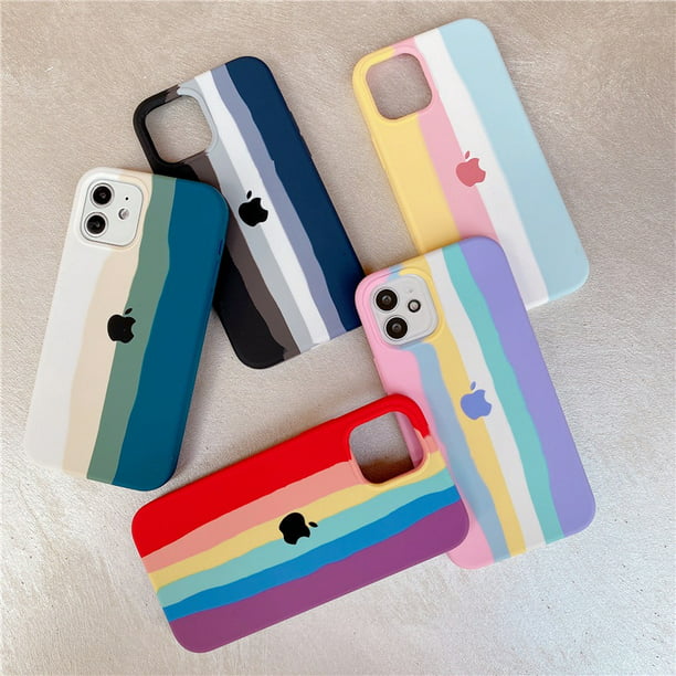 Funda para iPhone 7 Plus/8 Plus con diseño de rayas arcoíris pastel