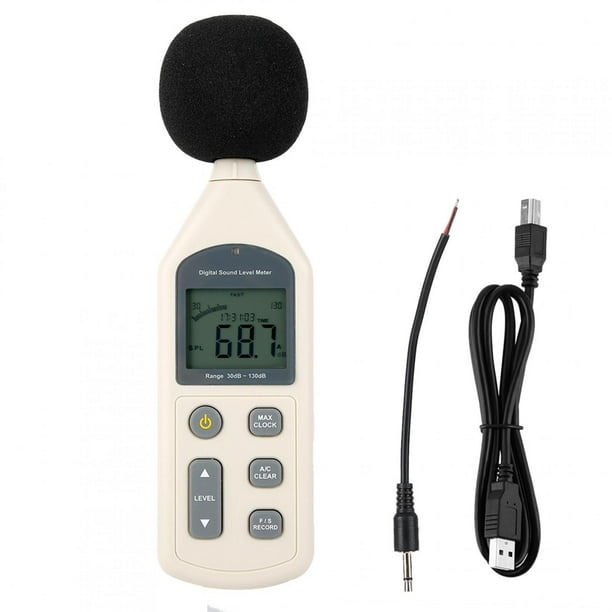 Medidor de decibelios de nivel de sonido Digital LCD portátil, probador de  presión 30-130dBA, medición de ruido USB