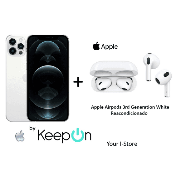 apple iphone 12 pro 256 incluye protector de pantalla keepon  apple airpods 3rd generation white silver plateado apple reacondicionado