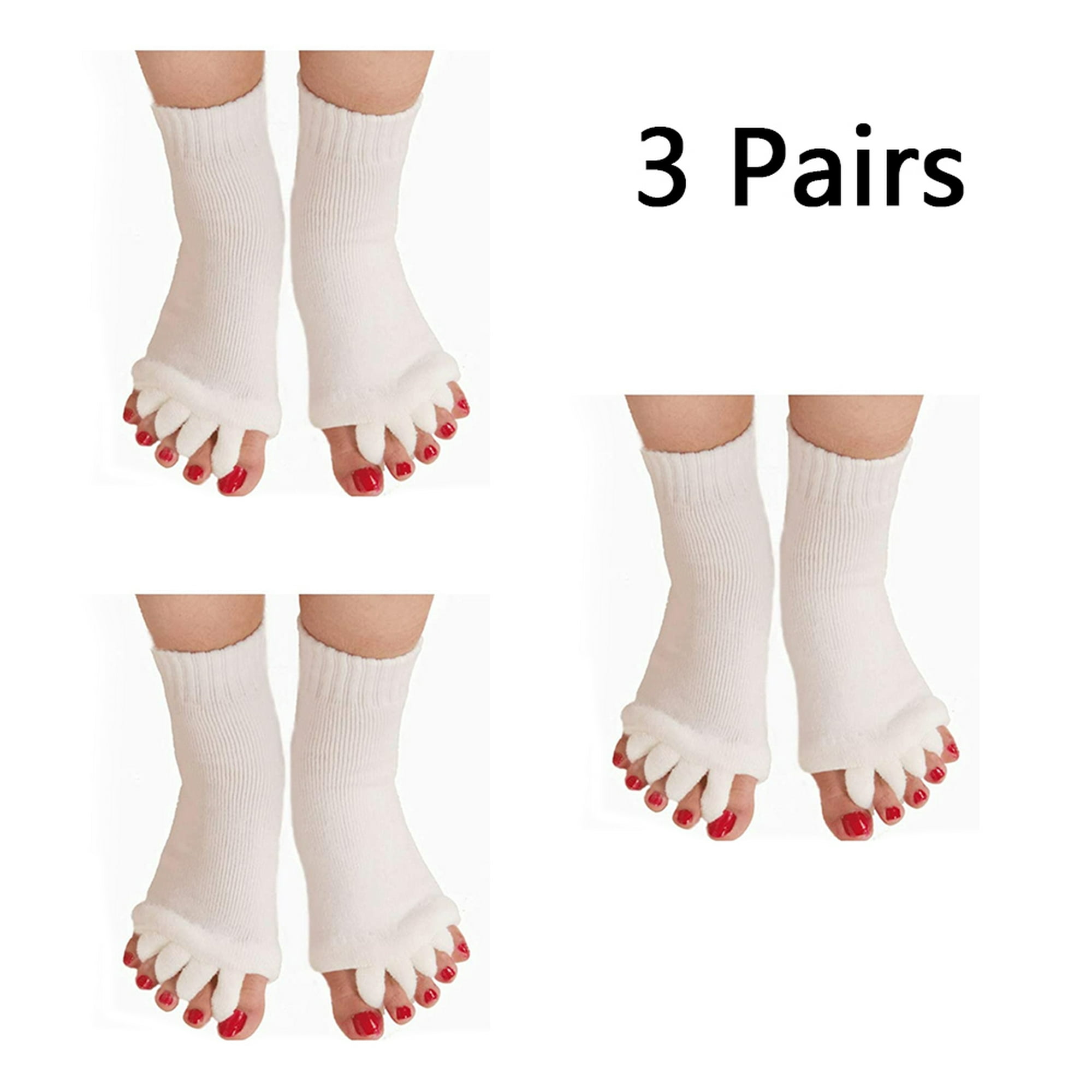 Calcetines separadores de dedos para yoga, deportes, gimnasio, salud,  masaje, alineación de pies, Blanco