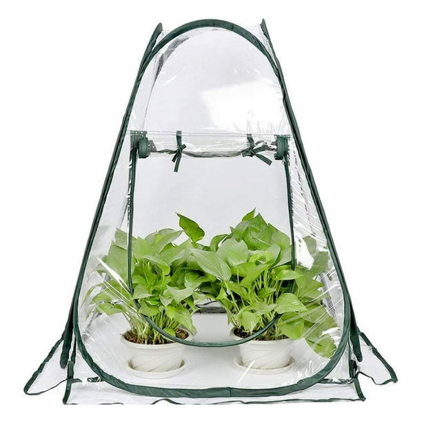  MAHFEI Mini invernadero de plantas pequeñas, invernadero  portátil para el crecimiento de la planta, cubierta de PVC transparente,  marco de acero inoxidable, diseño de techo inclinado para jardín, interior  y exterior