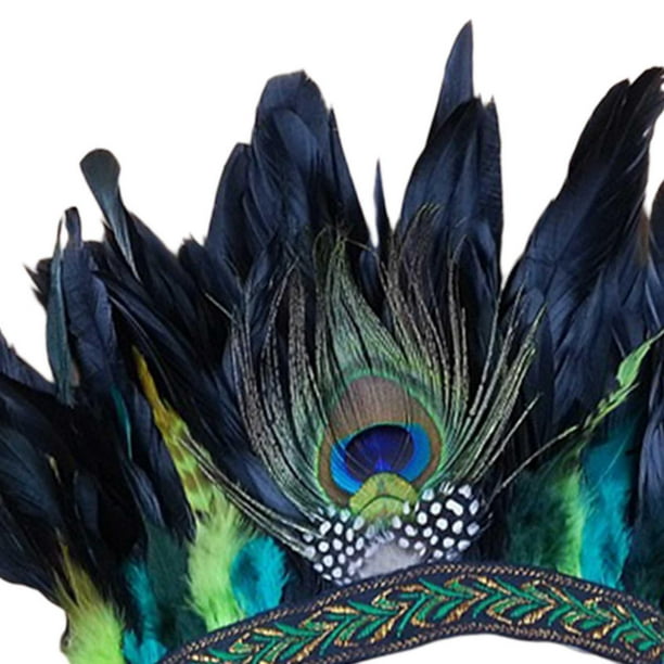 Accesorios de disfraces de de estilo nacional de plumas, indio de corona  para carnaval, fi Halloween, de danza , Adultos Verde Macarena Cintas para  el pelo