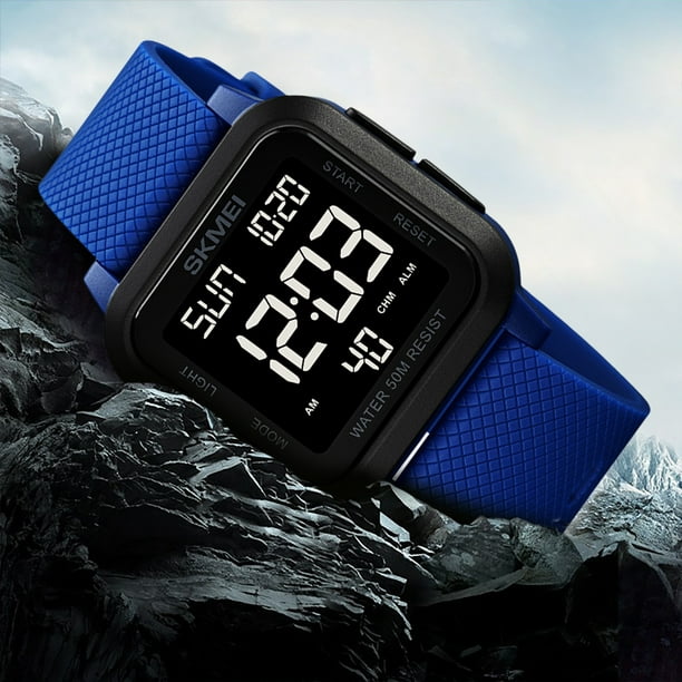 Reloj digital para hombre Ultrafino Cara grande 50M Impermeable Alarma  Reloj de pulsera deportivo Hugtrwg Para estrenar