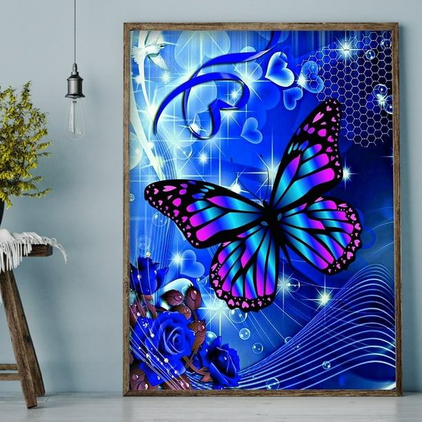 Cuadros Decorativos Kit de pintura de diamante 5D mariposa azul púrpura  taladro redondo completo DIY (NH990) Ndcxsfigh Nuevos Originales