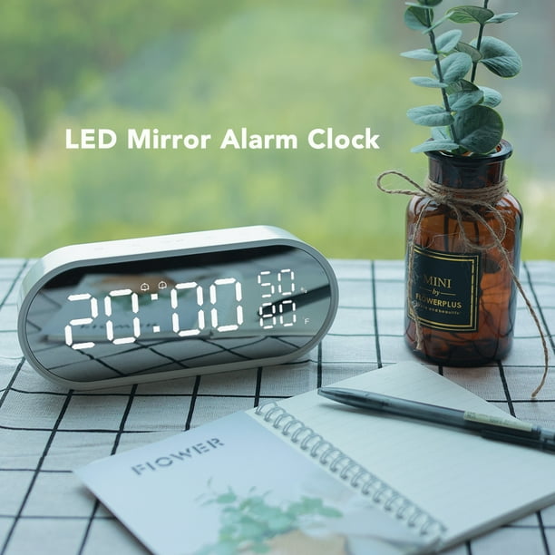 Reloj de mesa con espejo LED, alarma Digital, Mini reloj