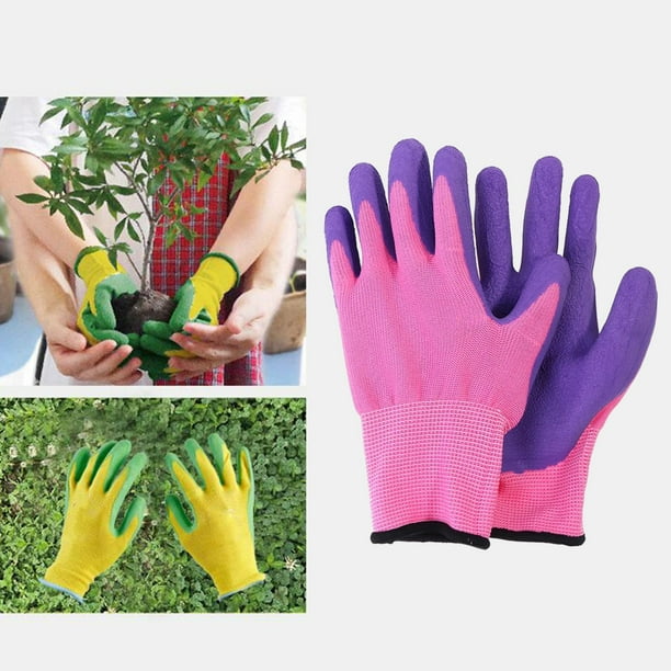 HANDLANDY Guantes de jardinería para niños de 5 a 6 años, de 7 a 8 años, 2  pares de guantes de trabajo de jardín para niñas y niños, estampado de