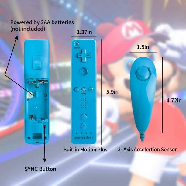 OSTENT Mando a Distancia 2 en 1 Built in Motion Plus + Nunchuk para  Nintendo Wii Game Color Azul : : Videojuegos