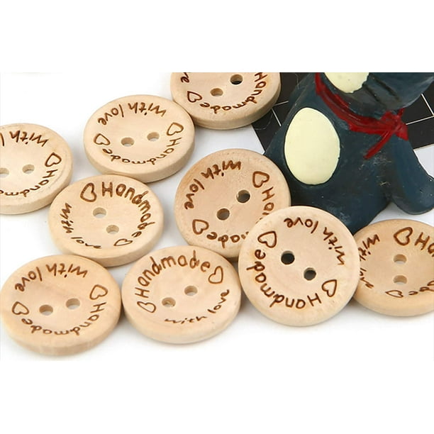 Set de 100 botones de madera para costura y manualidades con botón love  wood (15 mm). Excelente Rendimiento ER014362WZ