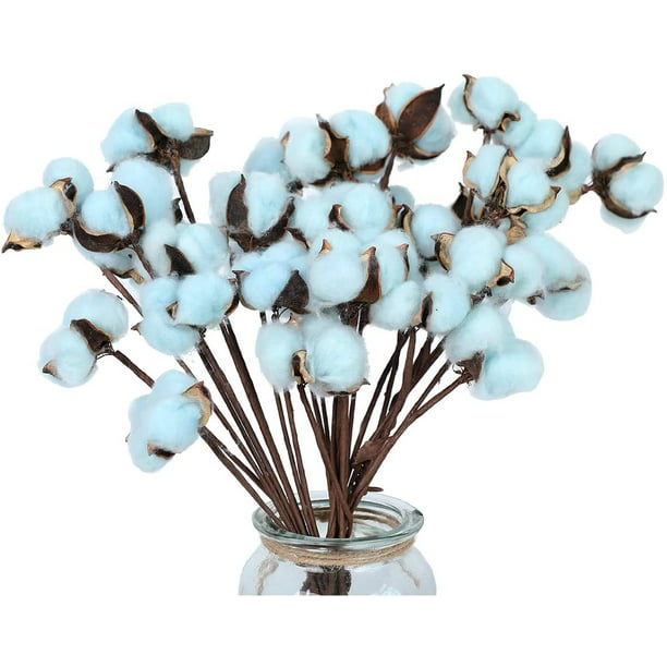 30 Uds. De tallos de algodón, flores secas decorativas, relleno de corona,  púas de algodón Natural Adepaton LRWJ095-1