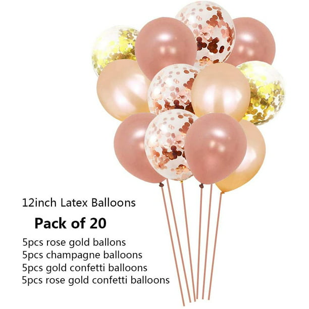 Pieza central de globos de feliz cumpleaños de oro rosa / Globos