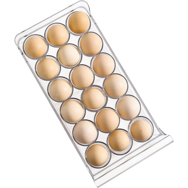 Contenedor de huevos para refrigerador sin BPA, organizador de  refrigerador, apilable, bandeja para 18 huevos, transparente