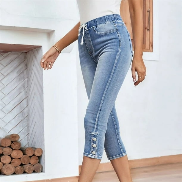 Gibobby Jeans dama cintura alta Nuevos pantalones vaqueros de cintura alta  para mujer, pantalones sueltos y de pierna delgada, pantalones vaqueros