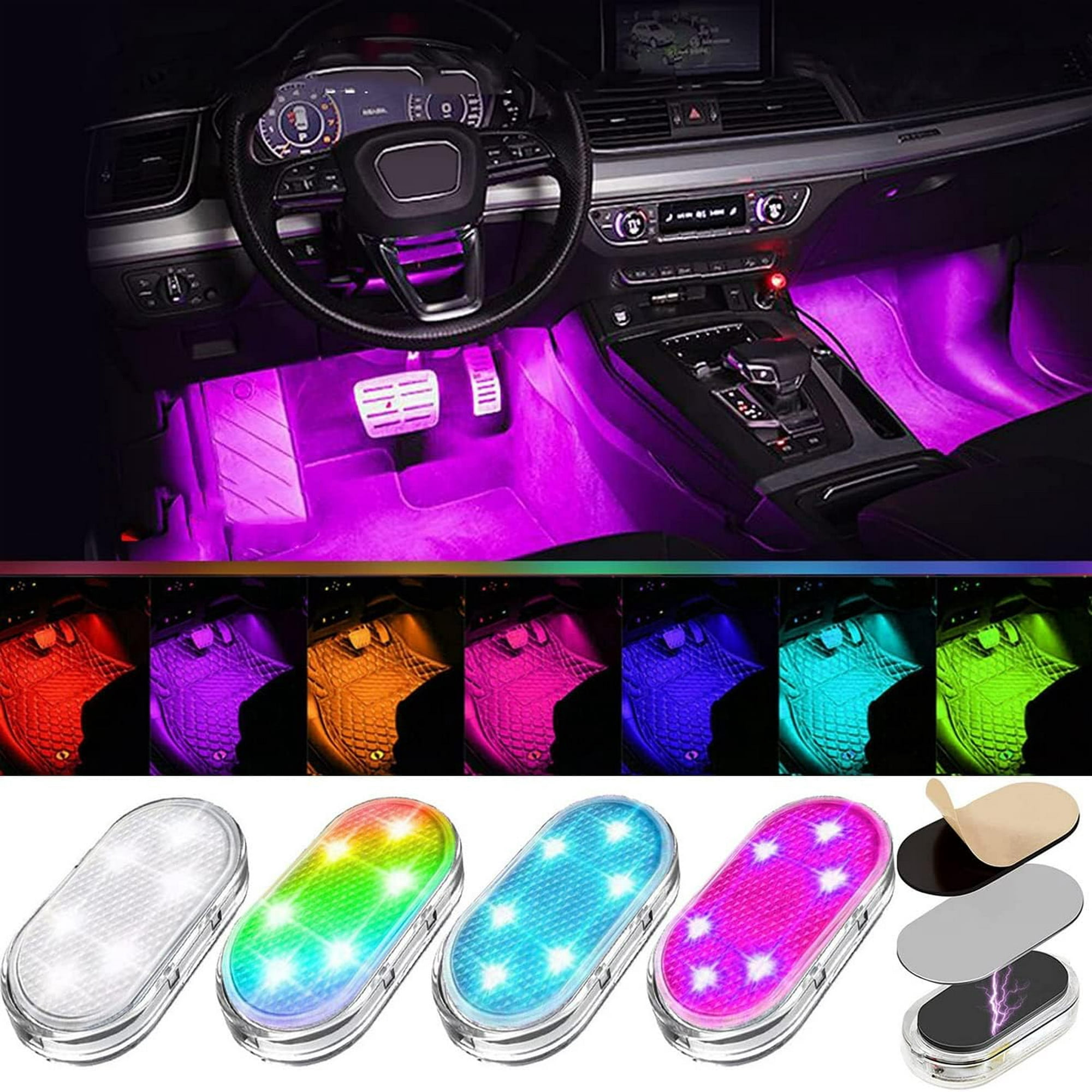 Luces interiores del coche, Winzwon Interior del coche Lámpara LED Interior  del coche, Auto Gadgets Coche Luz LED Control de aplicación, Accesorio de