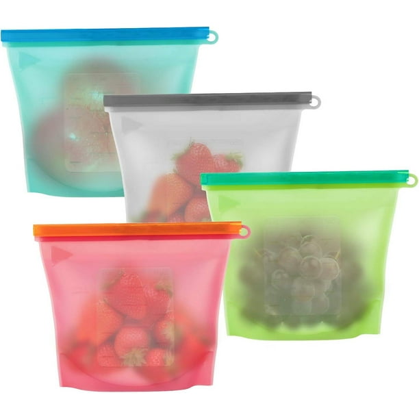 Bolsas de silicona reutilizables para alimentos, sello hermético