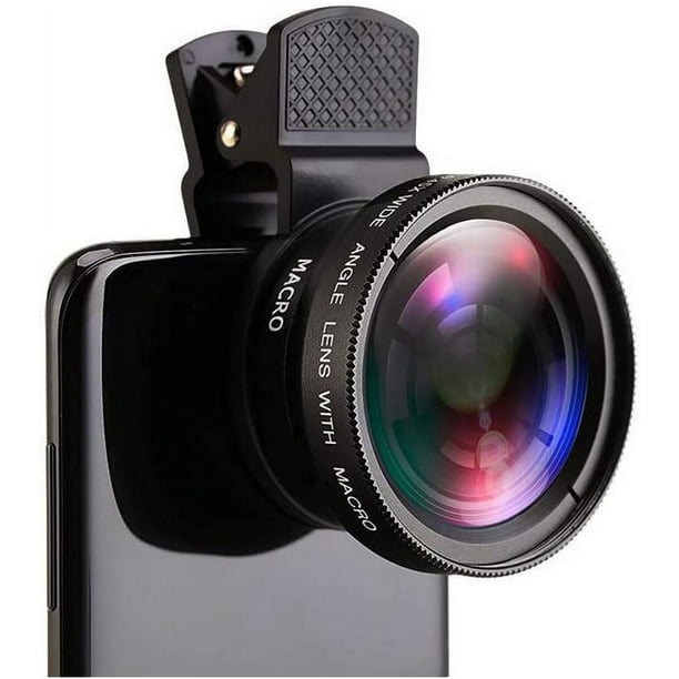 Mcoplus Lente de cámara para teléfono celular Kit de lentes con clip 2 en 1  37 mm 0.45X 49UV Lente de cámara de teléfono súper gran angular y macro para  teléfonos inteligentes