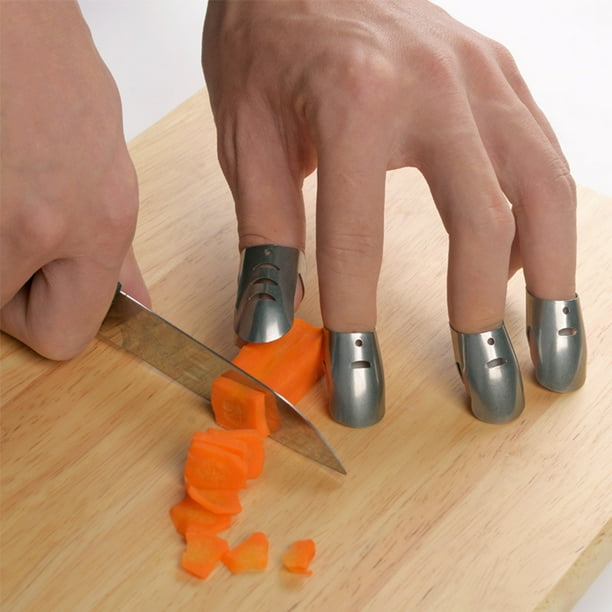 8 protectores de dedos para cortar, protector de dedos de cocina de acero  inoxidable, protector de uñas de mano, protector de corte de dedos de