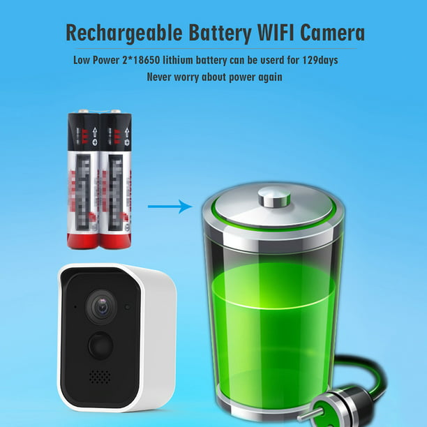 Cámara de seguridad al aire libre, 1080P HD inalámbrica recargable batería  WiFi cámara de vigilancia para el hogar con impermeable, visión nocturna a